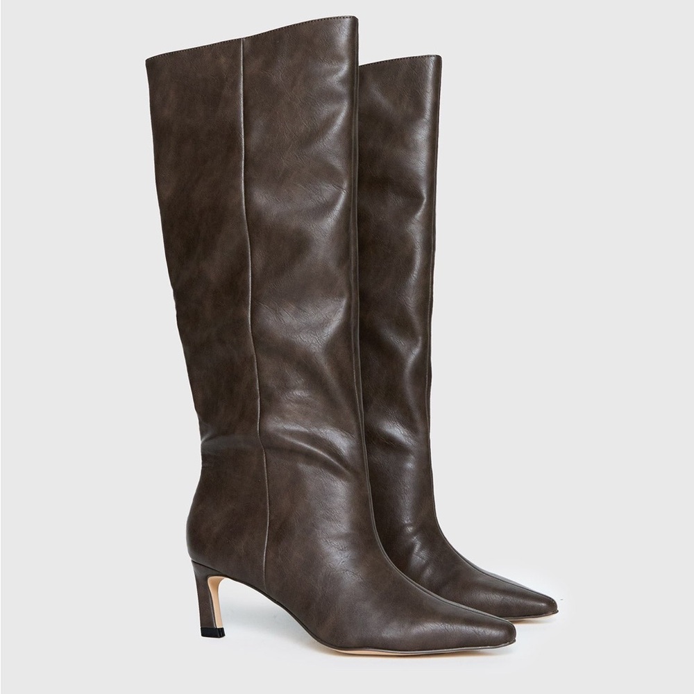 SOLD Princess Polly Boots - Aminah Knee High Boots Charcoal